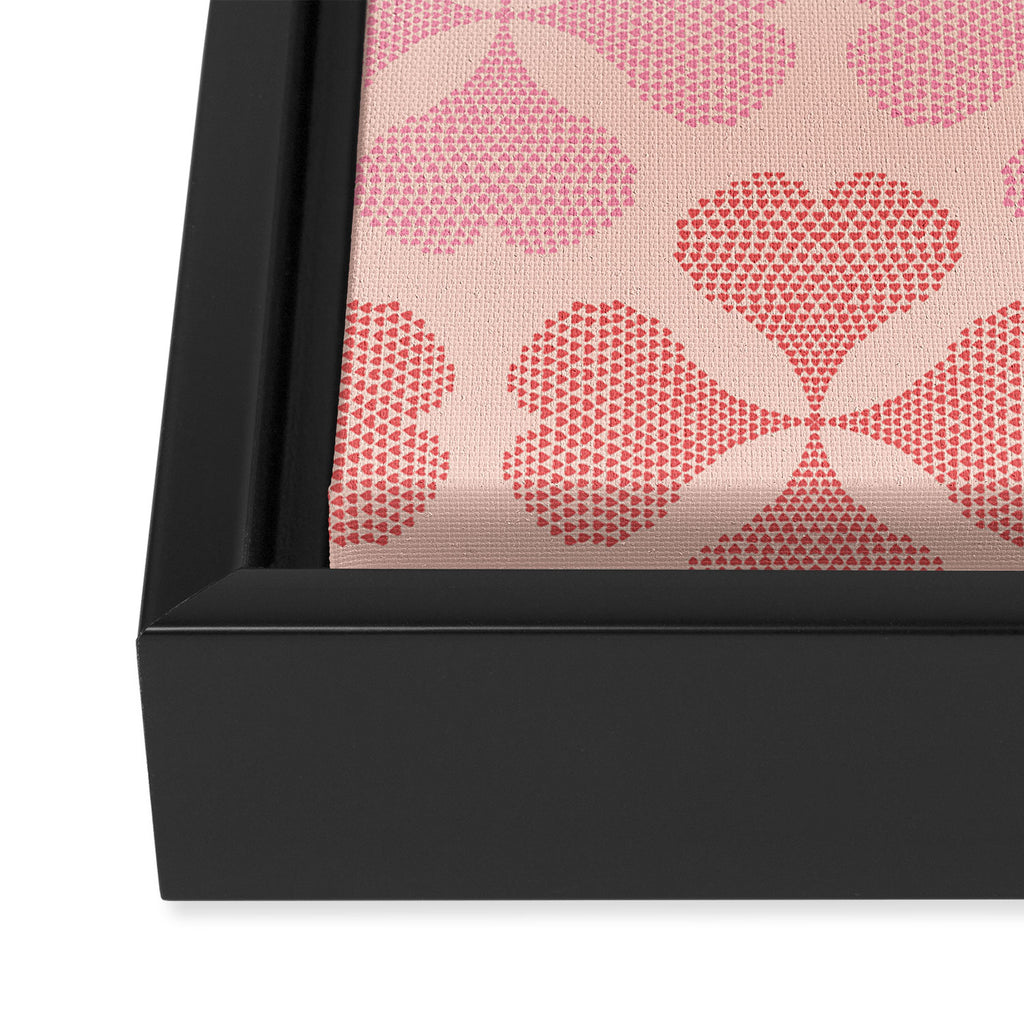 Lucky in love heart clover pattern red and pink Framed Canvas Print Gallery Image 3