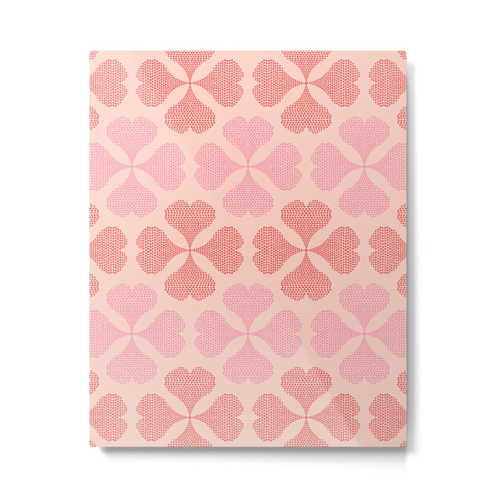 Lucky in love heart clover pattern red and pink Metal Print Gallery Image 1
