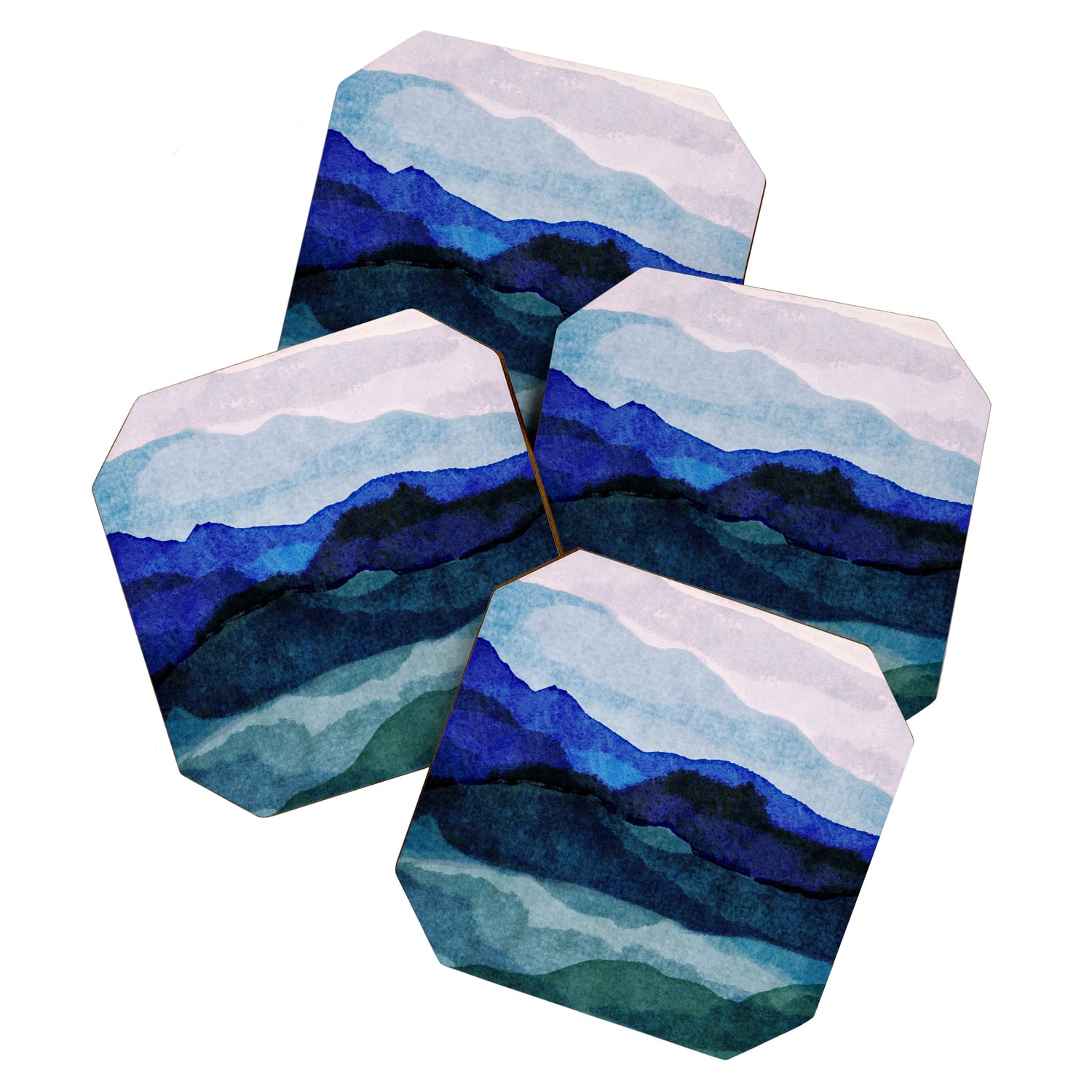 Misty morning blue hills abstract Coaster Gallery Image 1