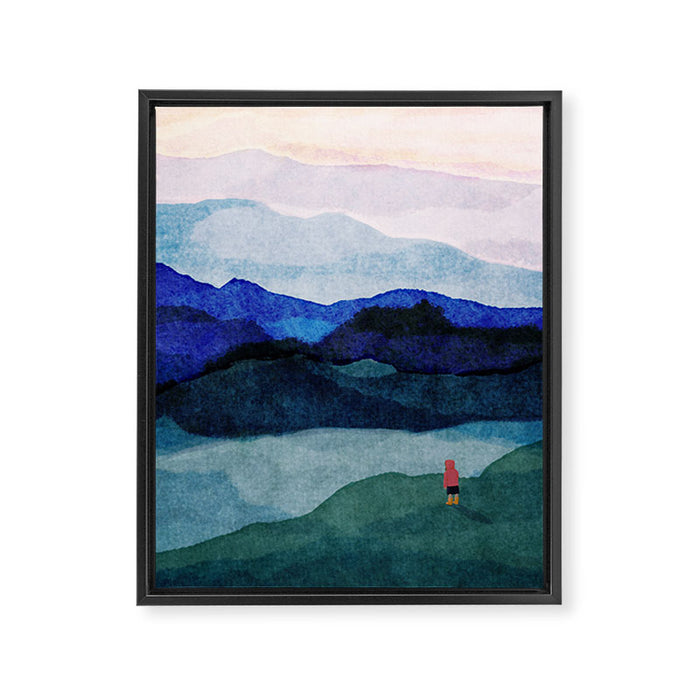 Morning walk and yellow boots Framed Canvas Print Gallery Image 1
