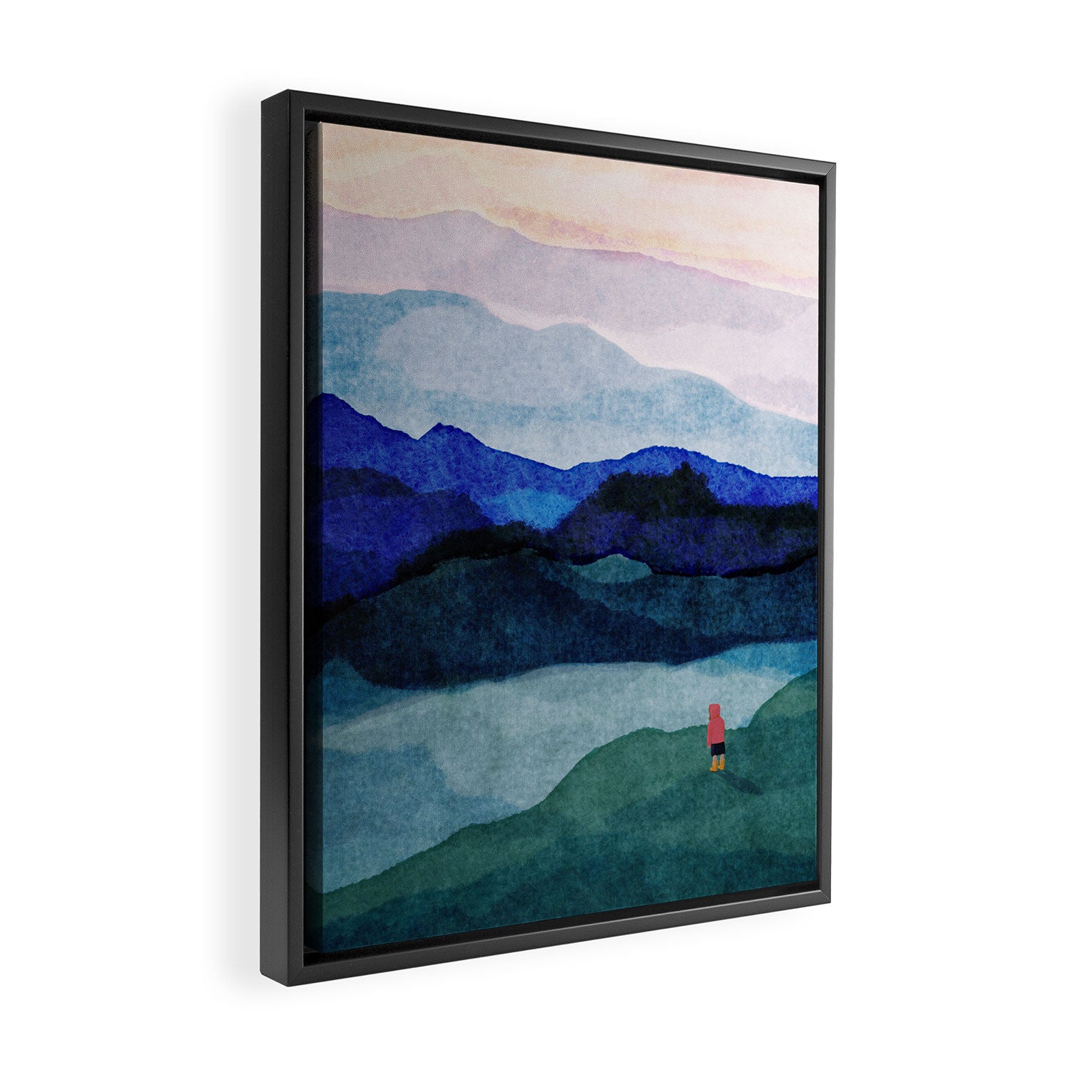 Morning walk and yellow boots Framed Canvas Print Gallery Image 2