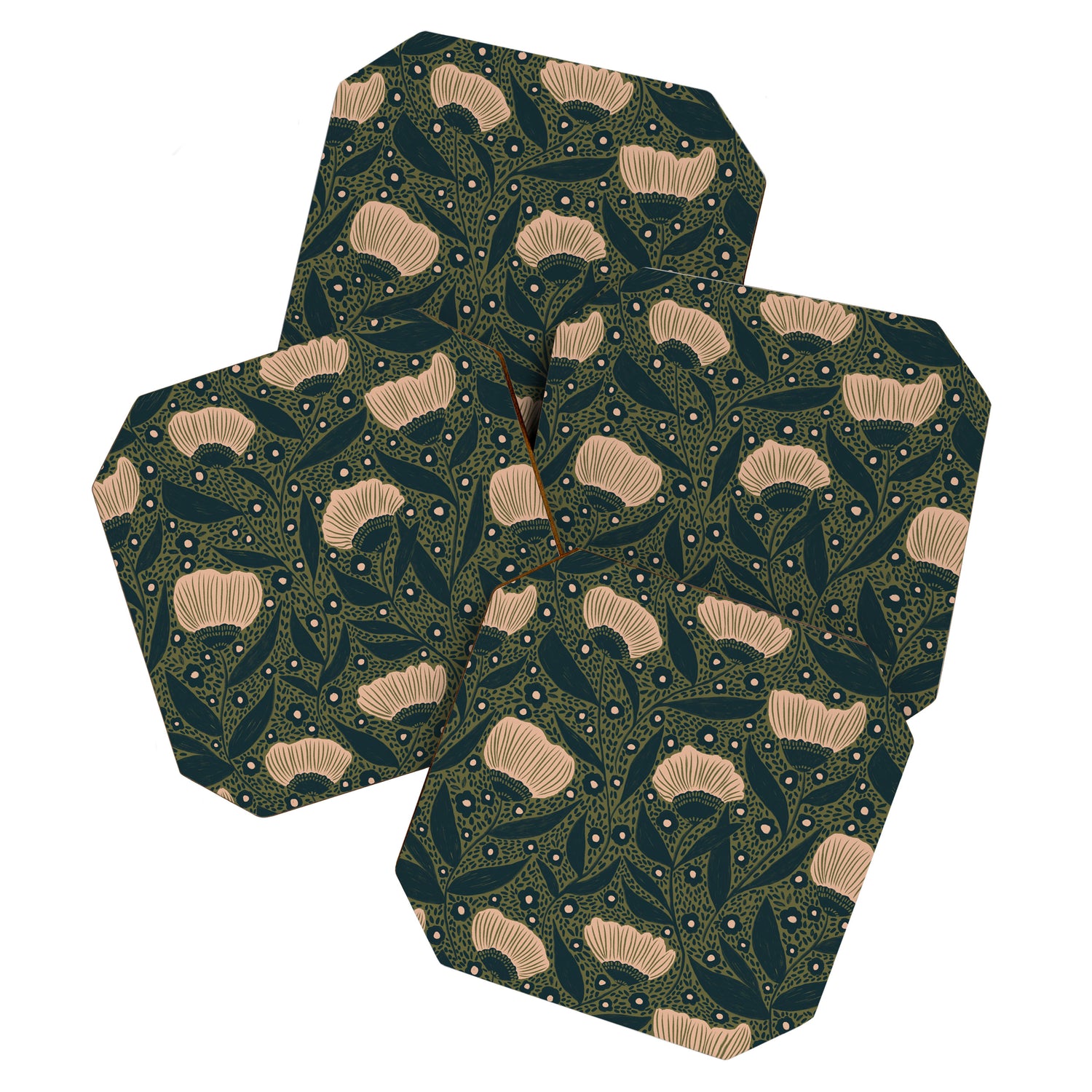 Pretty hand drawn floral pattern Coaster Gallery Image 1