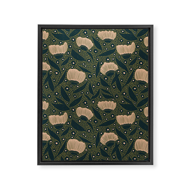 Pretty hand drawn floral pattern Framed Canvas Print Gallery Image 8