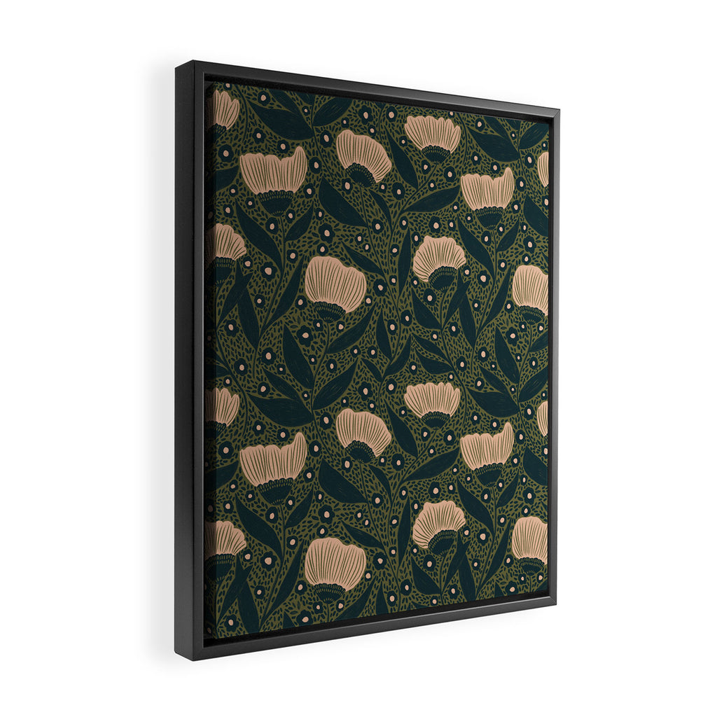 Pretty hand drawn floral pattern Framed Canvas Print Gallery Image 2