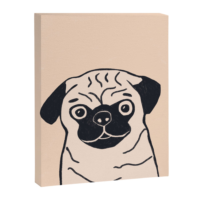 Pugsy the pug dog on cream Canvas Print Gallery Image 1