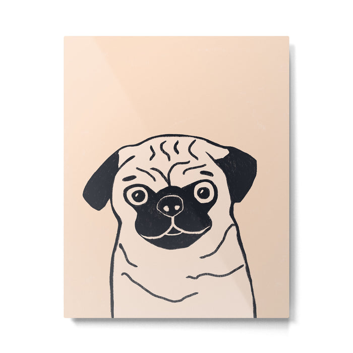 Pugsy the pug dog on cream Metal Print Gallery Image 1