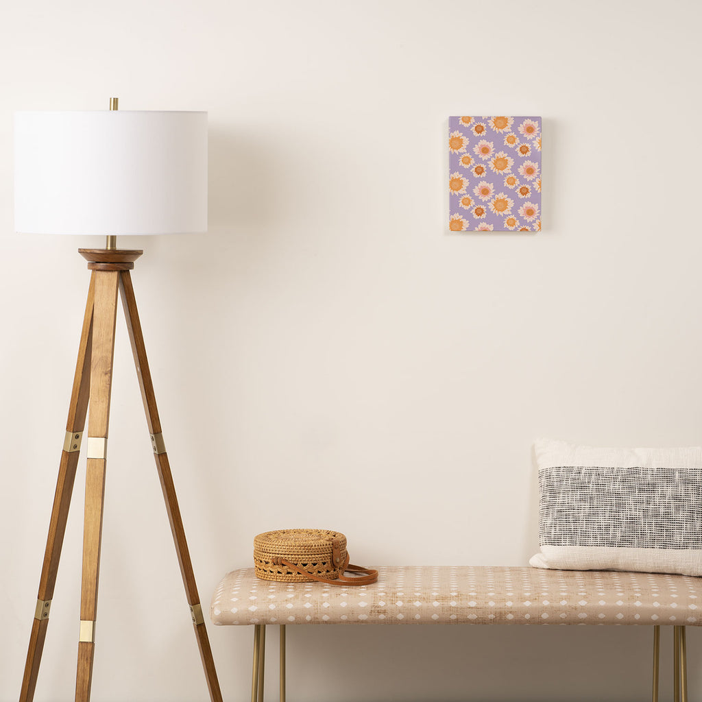 Retro boho daisy floral pattern lavender Canvas Print Gallery Image 2