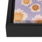 Retro boho daisy floral pattern lavender Framed Canvas Print Gallery Image 3