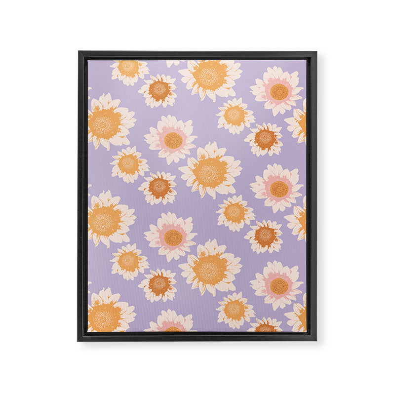 Retro boho daisy floral pattern lavender Framed Canvas Print Gallery Image 8