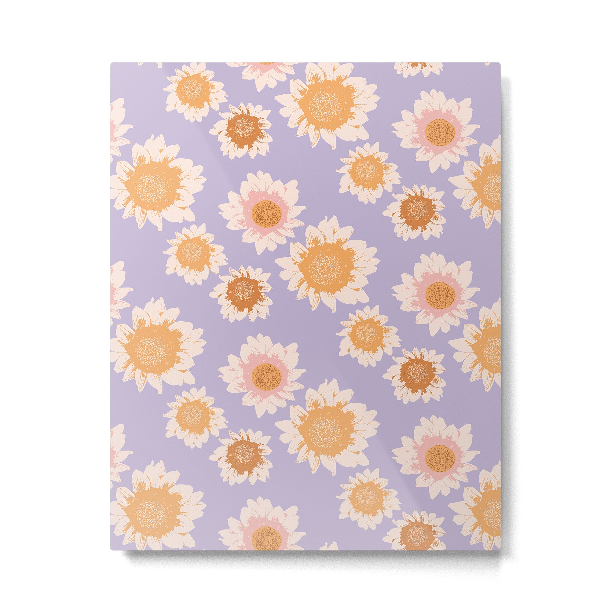 Retro boho daisy floral pattern lavender Metal Print Gallery Image 6