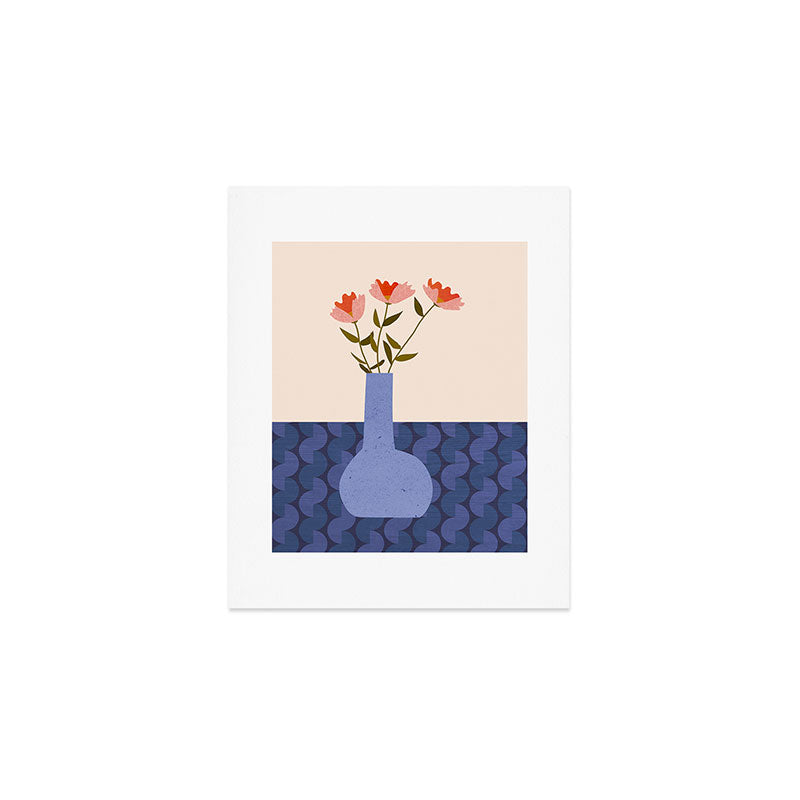Retro flower vase illustration Art Print Gallery Image 1