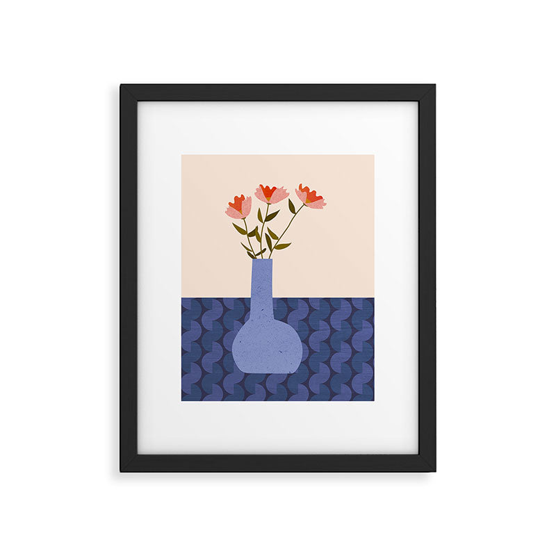 Retro flower vase illustration Framed Art Print Gallery Image 5