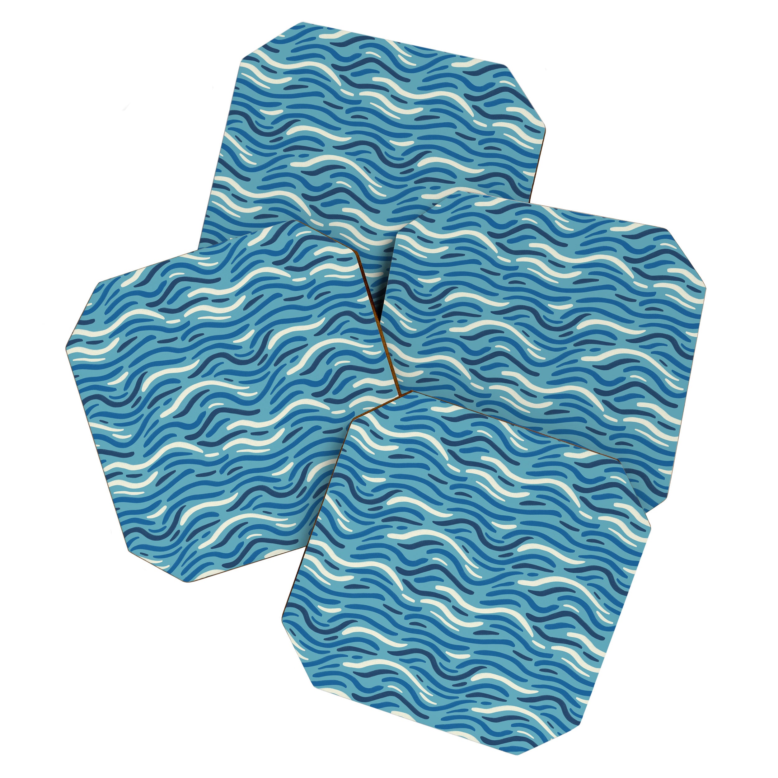 Ripples wavy pattern in blue Coaster Gallery Image 1