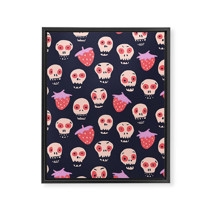 Skulls and strawberries Framed Canvas Print Gallery Image 1