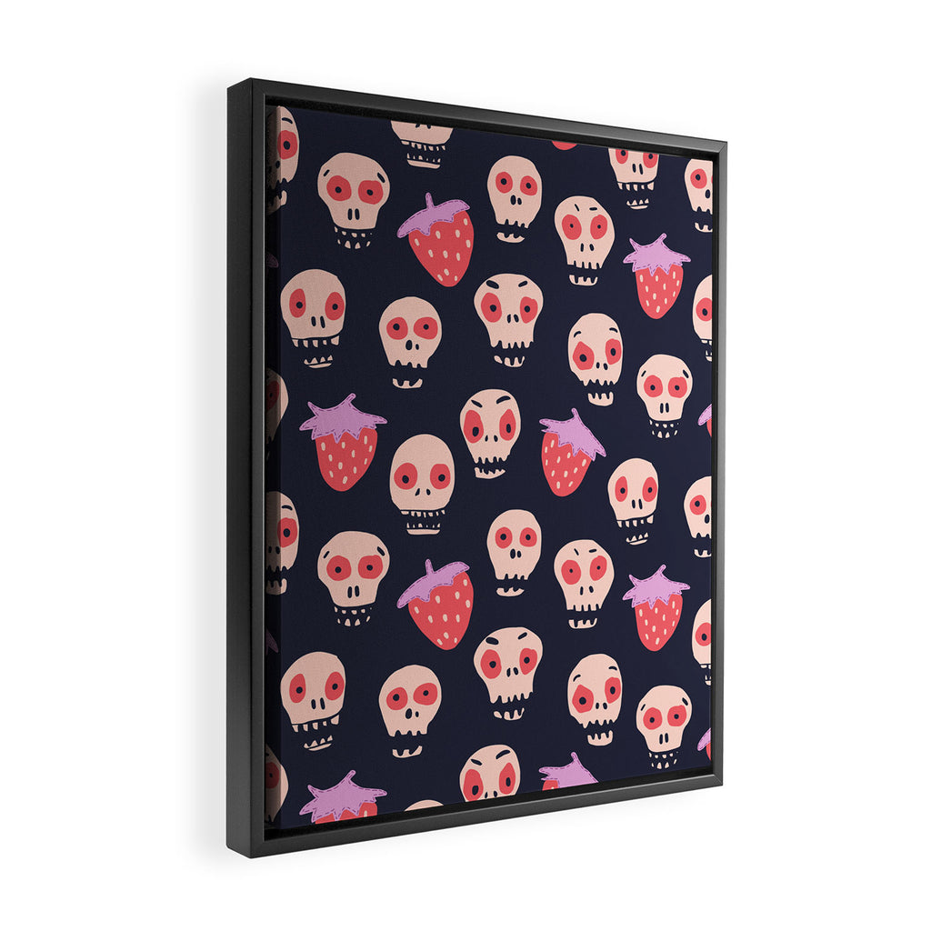 Skulls and strawberries Framed Canvas Print Gallery Image 2