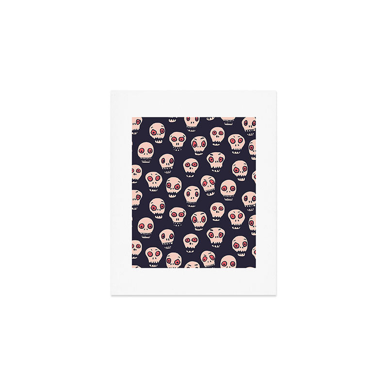Skulls funny spooky pattern, halloween Art Print Gallery Image 1
