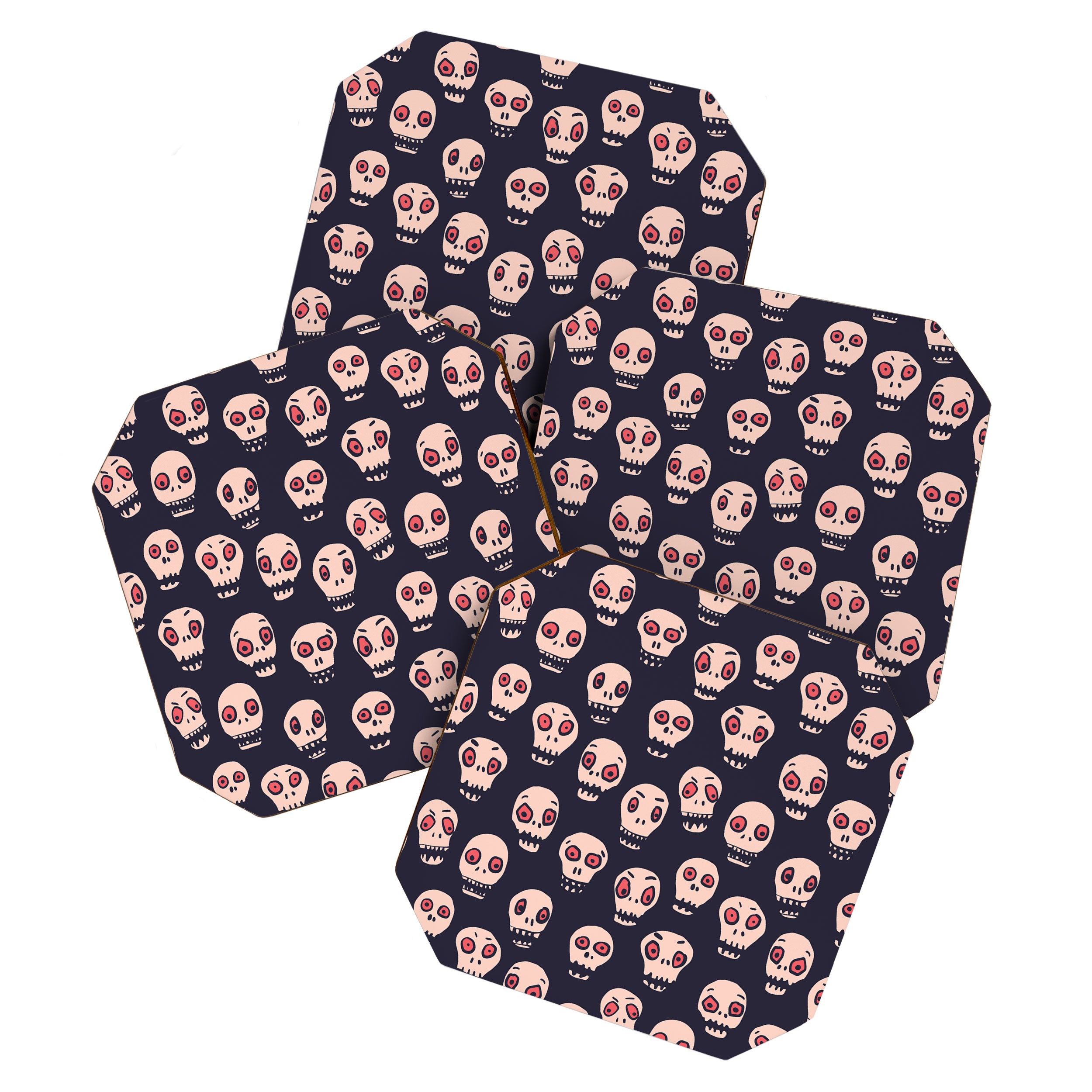 Skulls funny spooky pattern, halloween Coaster Gallery Image 1