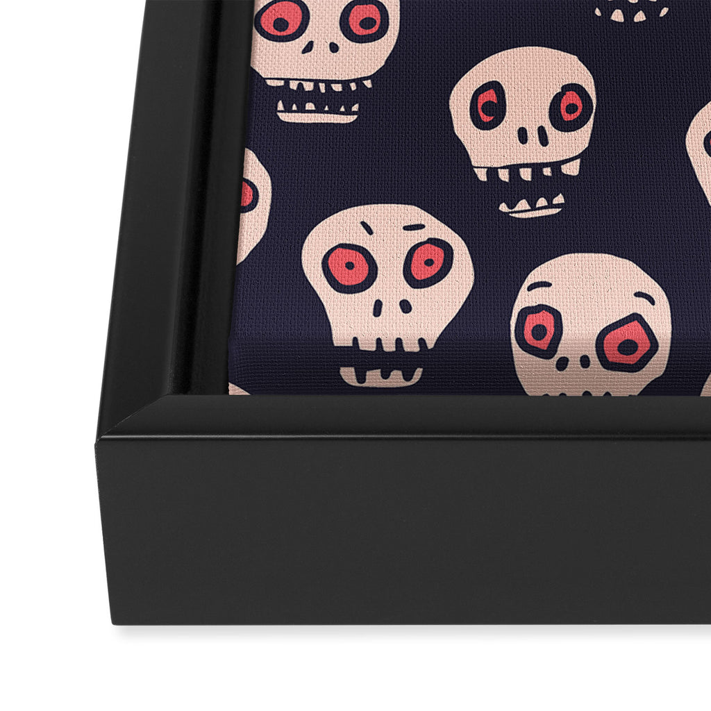 Skulls funny spooky pattern, halloween Framed Canvas Print Gallery Image 3