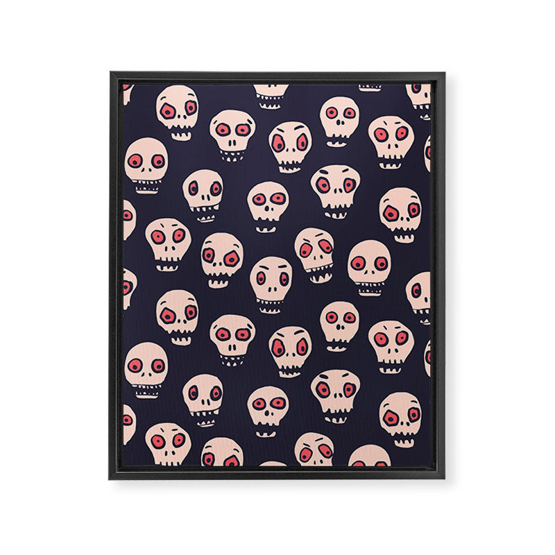 Skulls funny spooky pattern, halloween Framed Canvas Print Gallery Image 8