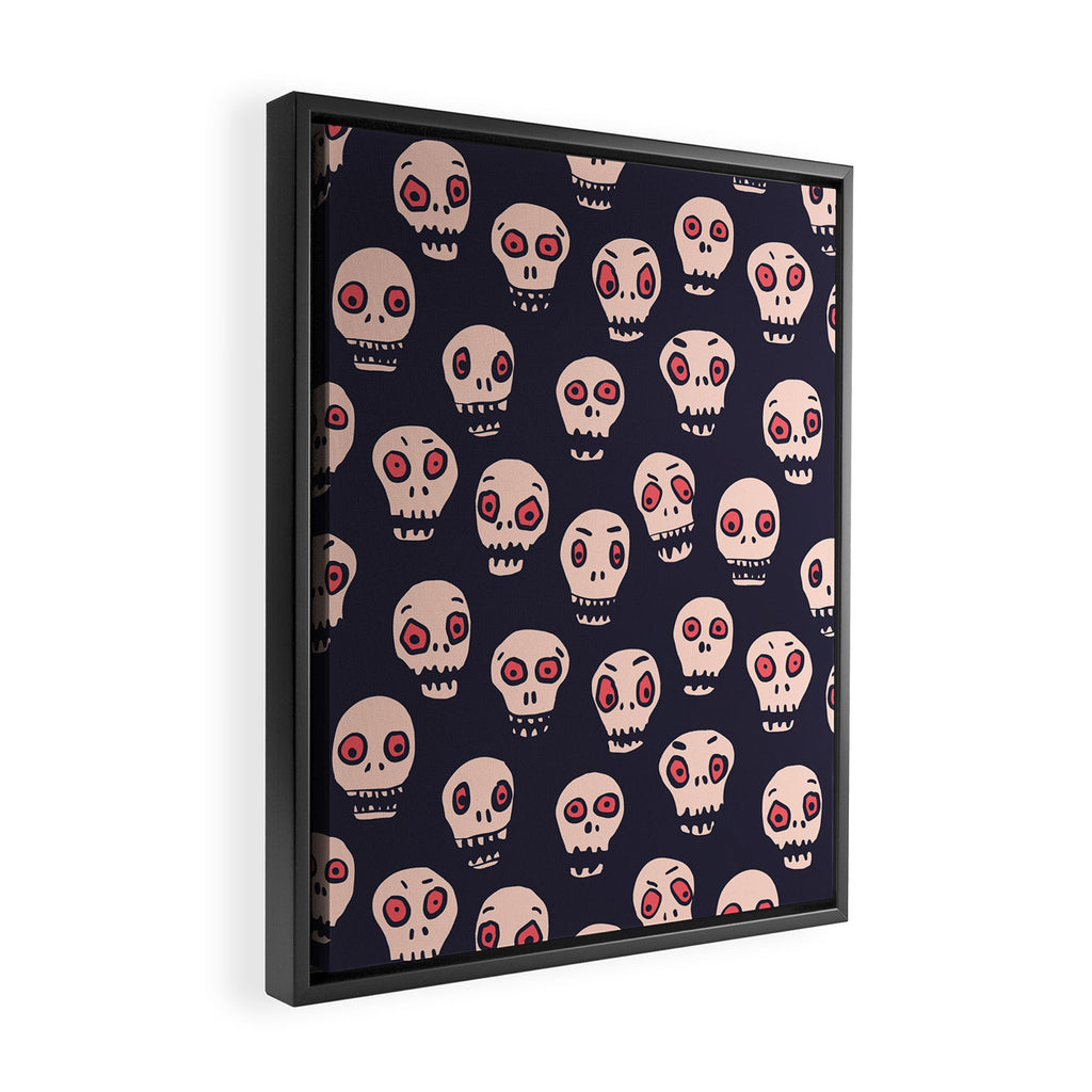 Skulls funny spooky pattern, halloween Framed Canvas Print Gallery Image 2