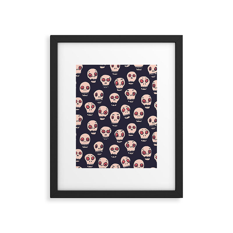 Skulls funny spooky pattern, halloween Framed Art Print Gallery Image 6