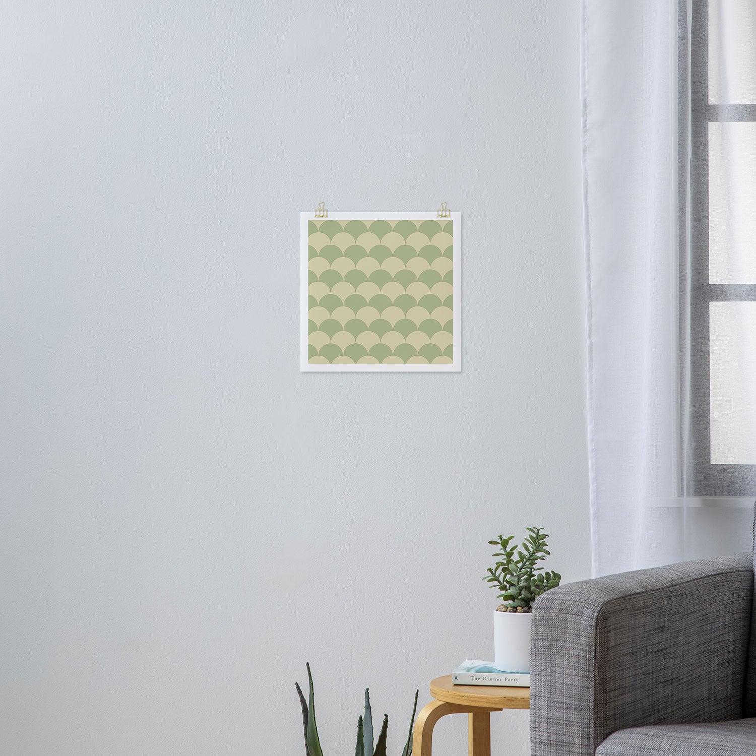 Soft green geometric scallop pattern Art Print Gallery Image 3