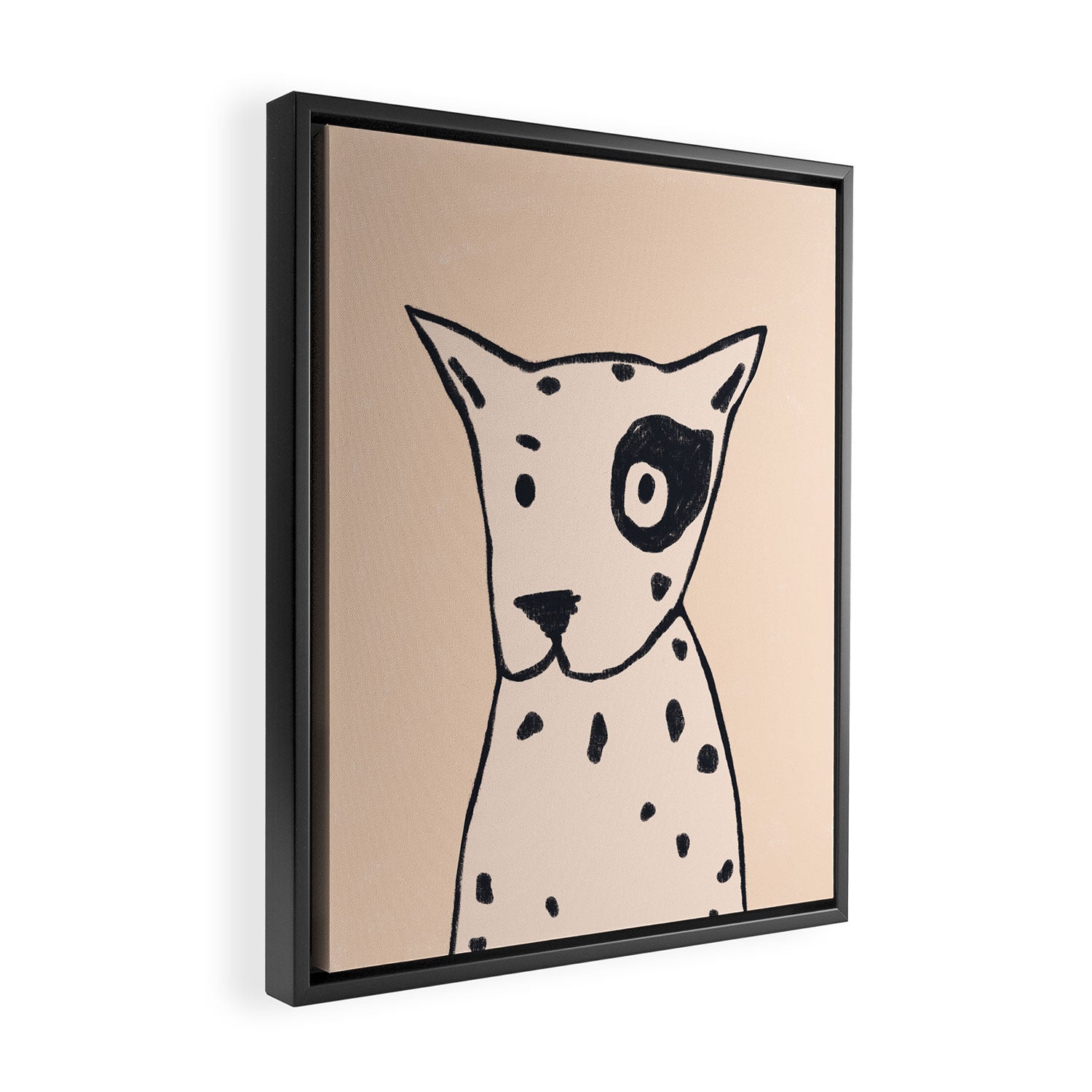 Spotty dog on cream Framed Canvas Print Gallery Image 2