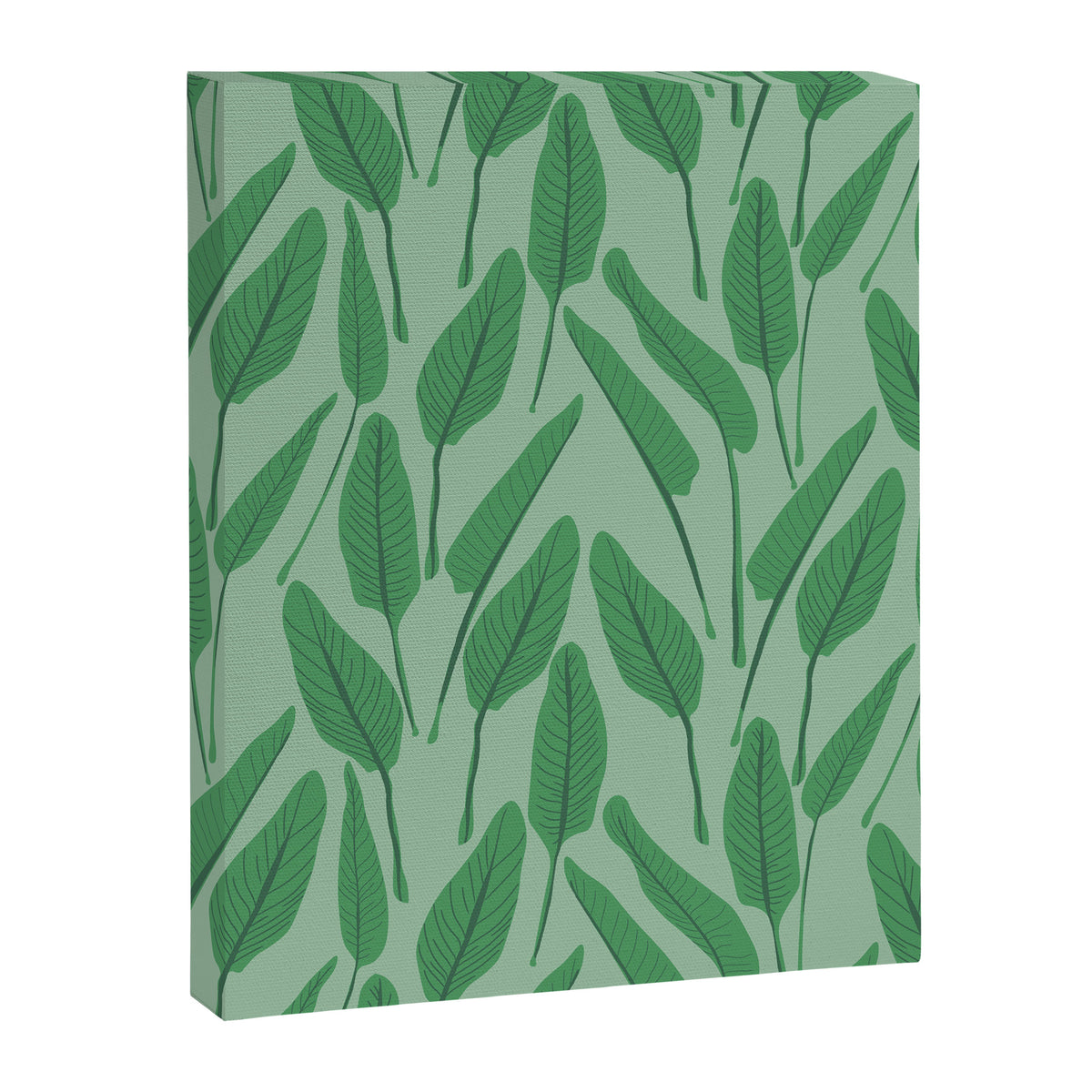 Tropical leaf pattern in cool greens Canvas Print Gallery Image 8
