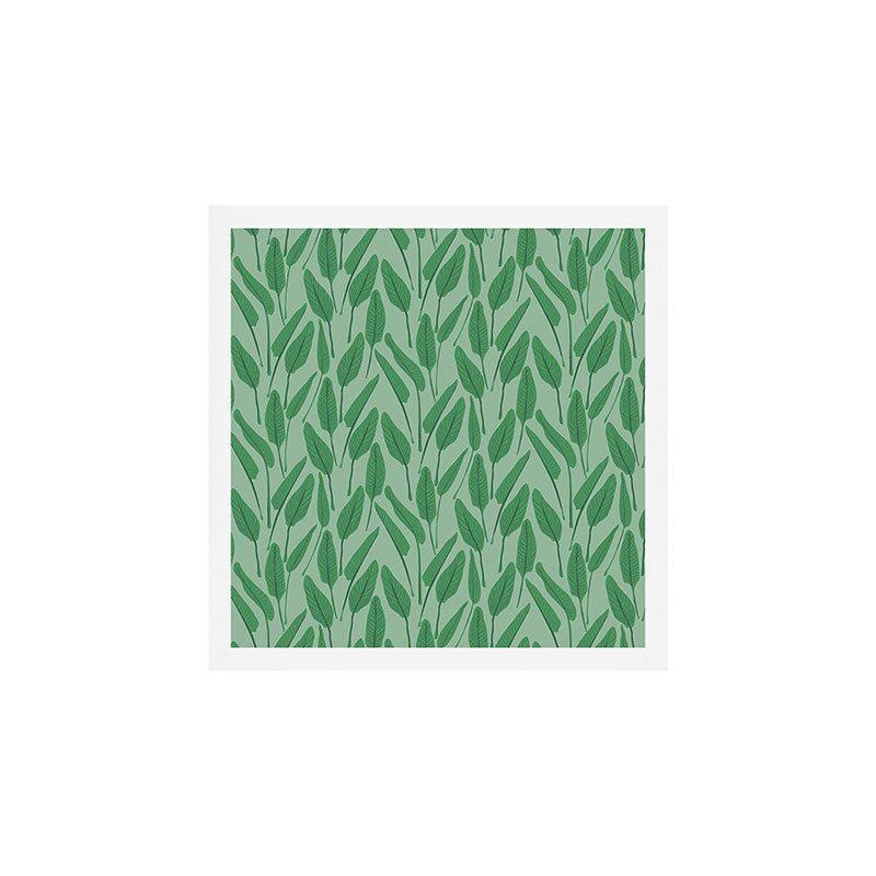 Tropical leaf pattern in cool greens Art Print Gallery Image 1