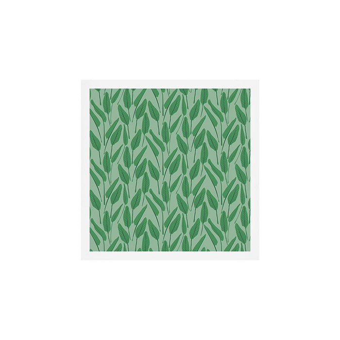 Tropical leaf pattern in cool greens Art Print Gallery Image 1