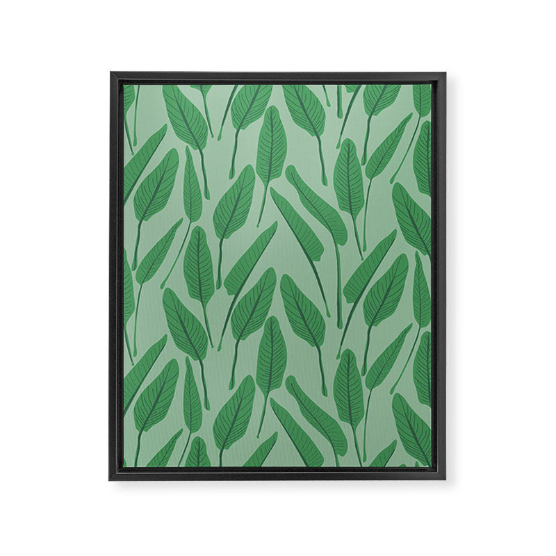 Tropical leaf pattern in cool greens Framed Canvas Print Gallery Image 8
