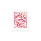 Watercolor flowers in pink and red pattern Art Print Gallery Image 1