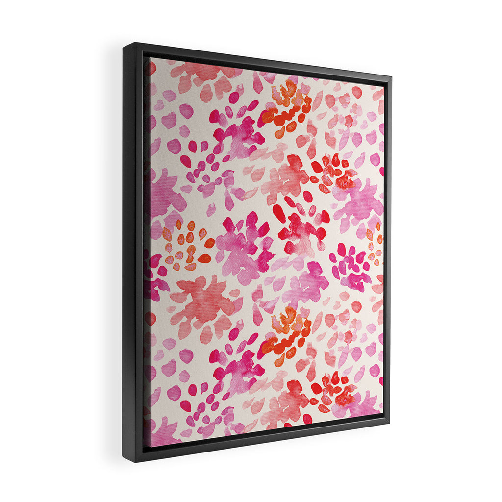 Watercolor flowers in pink and red pattern Framed Canvas Print Gallery Image 2