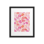Watercolor flowers in pink and red pattern Framed Art Print Gallery Image 6