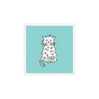 White cat blue Art Print Gallery Image 1