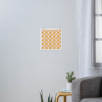 Yellow and peachy pink checks Art Print Gallery Image 3