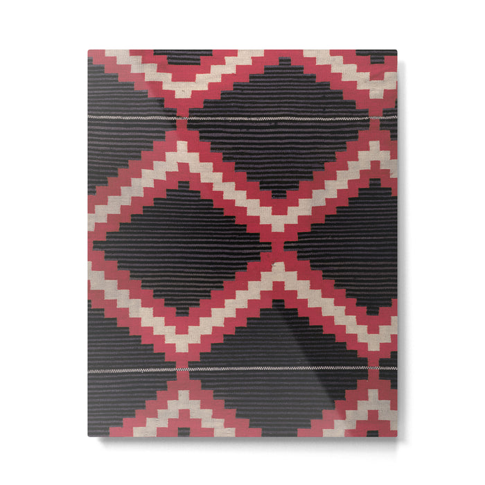 Red and White Moqui Stripe Southwest Navajo Rug Metal Print Gallery Image 1