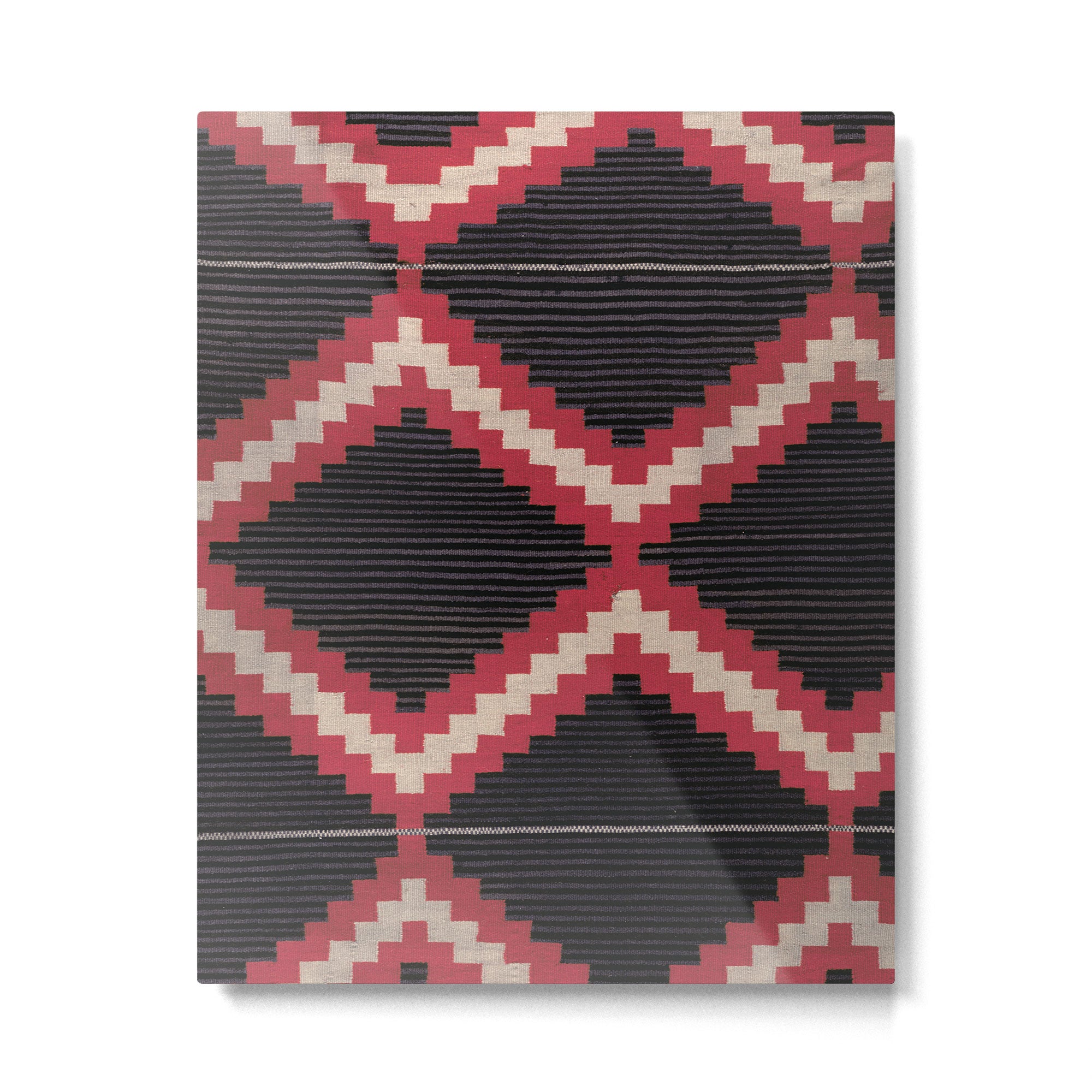 Red and White Moqui Stripe Southwest Navajo Rug Metal Print Gallery Image 4
