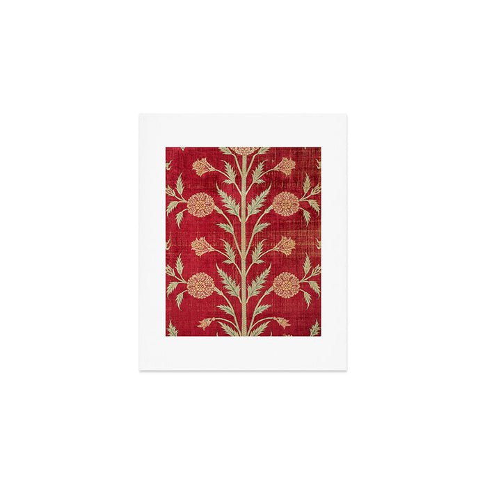 Vintage Distressed Red Floral Art Print Gallery Image 1
