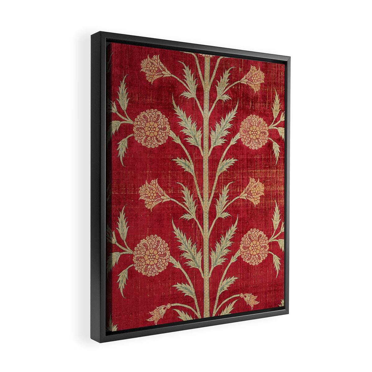 Vintage Distressed Red Floral Framed Canvas Print Gallery Image 2