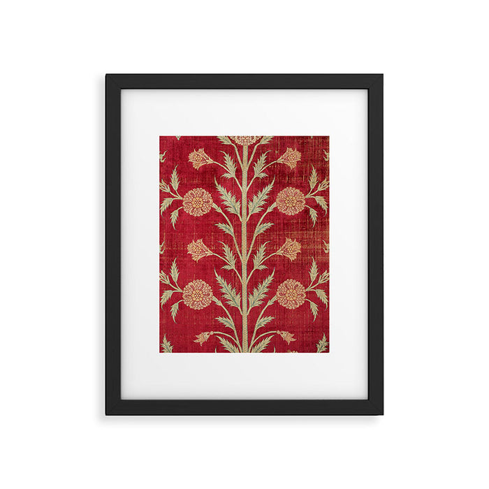 Vintage Distressed Red Floral Framed Art Print Gallery Image 1