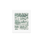 Vintage Green French Toile Landscape Art Print Gallery Image 1