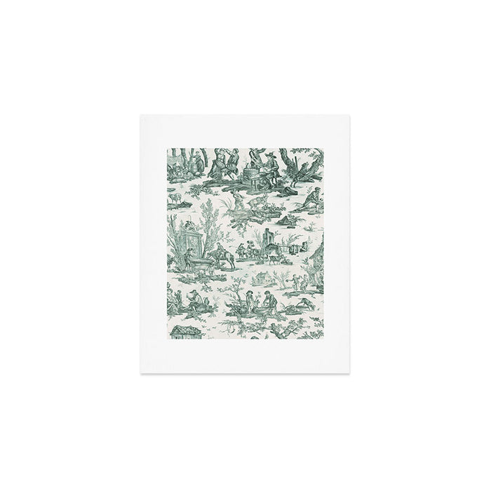 Vintage Green French Toile Landscape Art Print Gallery Image 1