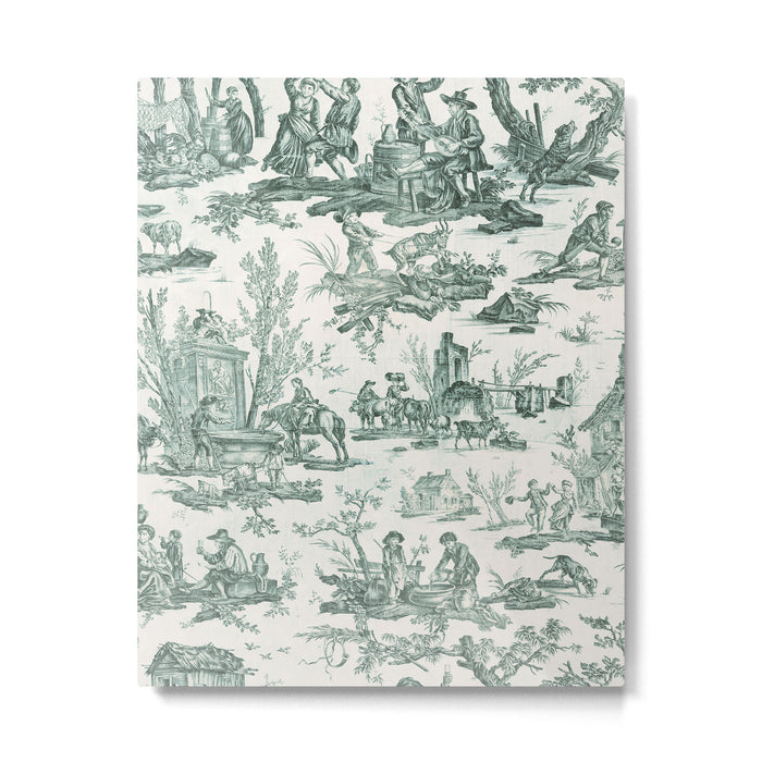 Vintage Green French Toile Landscape Metal Print Gallery Image 1