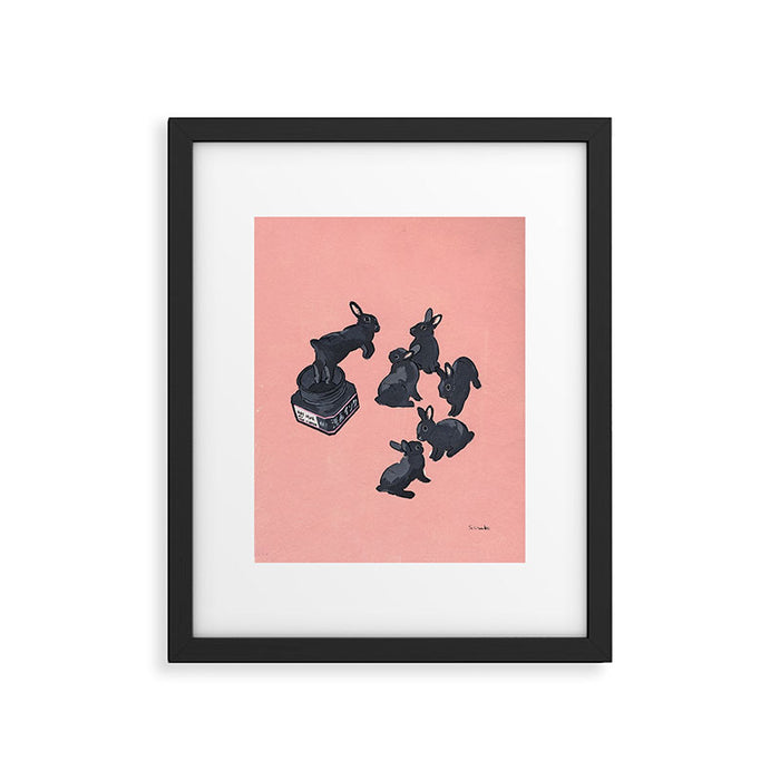 Black bunnies born from Manga ink Framed Art Print Gallery Image 1
