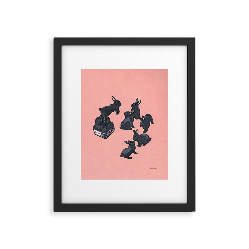 Black bunnies born from Manga ink Framed Art Print Gallery Image 5