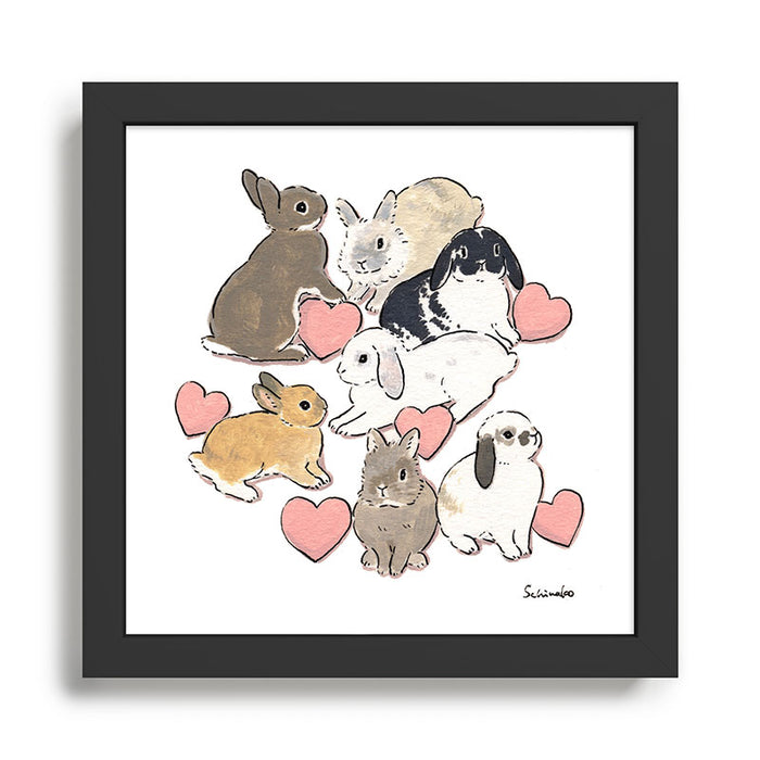 Hearts and bunnies Framed Art Print Gallery Image 1