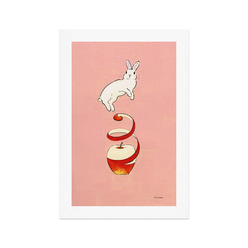 The apple makes bunny happy Art Print Gallery Image 1