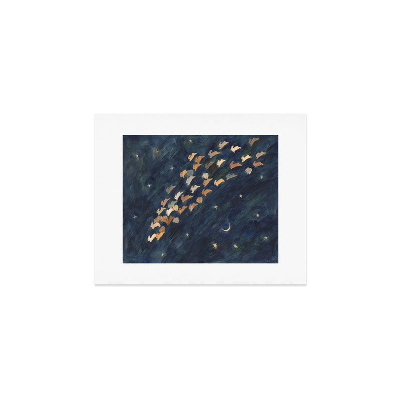 The moon, Venus and shooting star Art Print Gallery Image 1