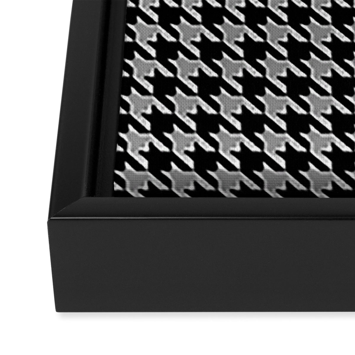 Black and Grey Classic houndstooth pattern Framed Canvas Print Gallery Image 3
